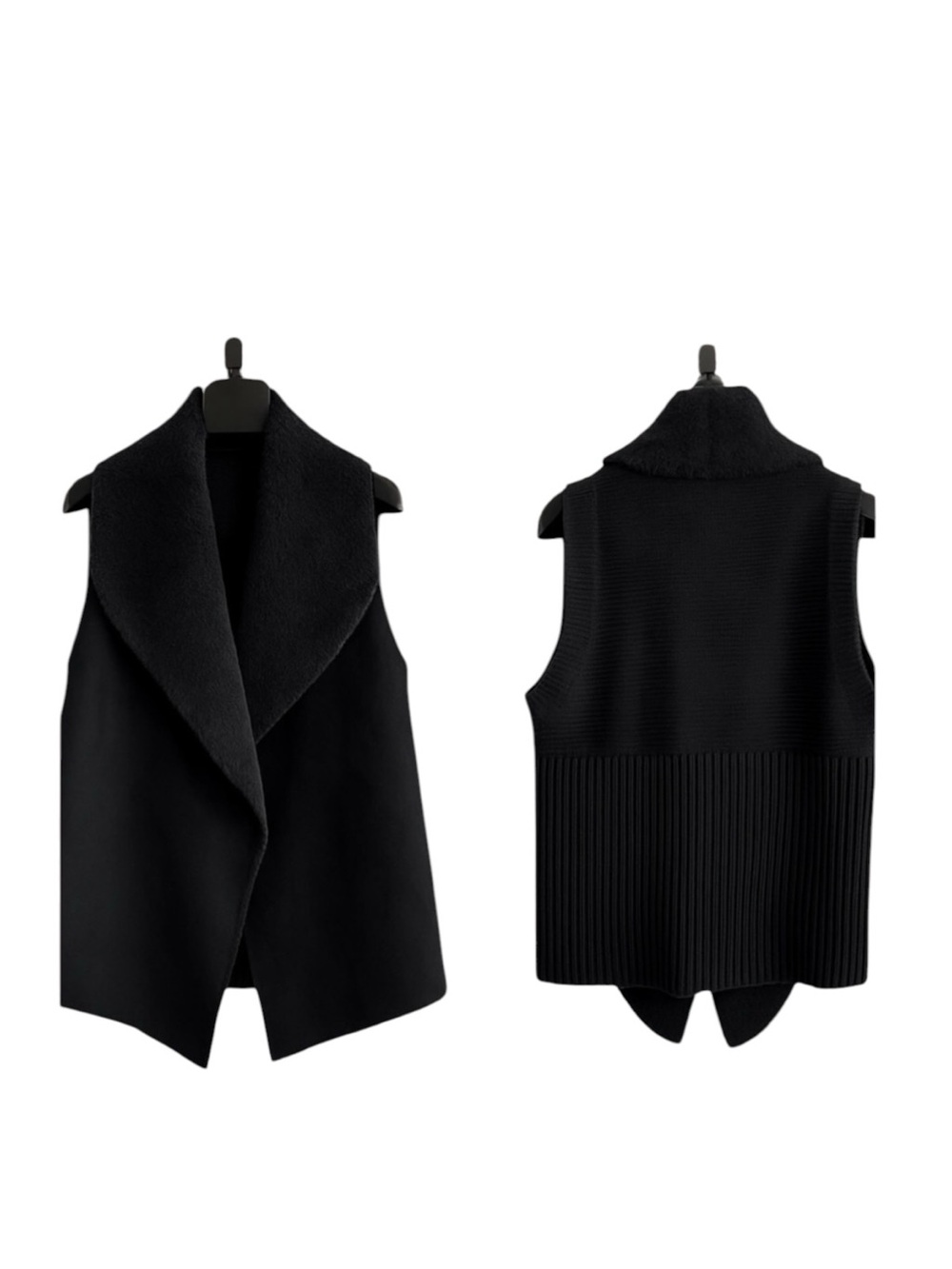 ❄️ WORKSHOP Faux Fur Waterfall Vest – XL – Charcoal Black